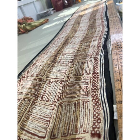 Vintage Casual Corner 100% Silk Twill Scarf Lightweight Brown Tribal Neck Wrap - Picture 2 of 6